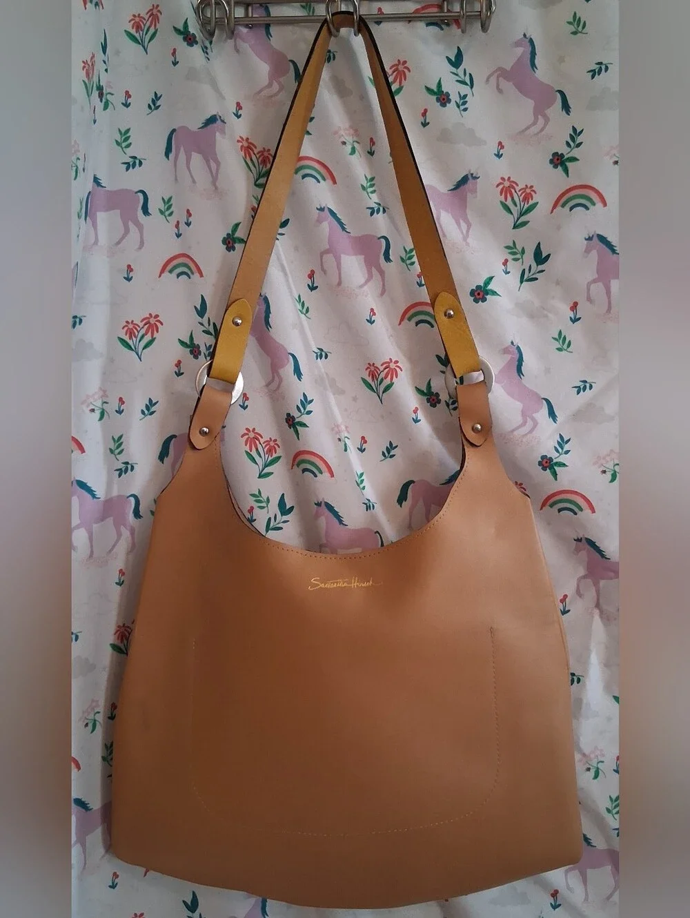 Samantha Hirsch Tan Yellow & Neon One Of a Kind Artisnal Quiet Luxury Hobo Purse